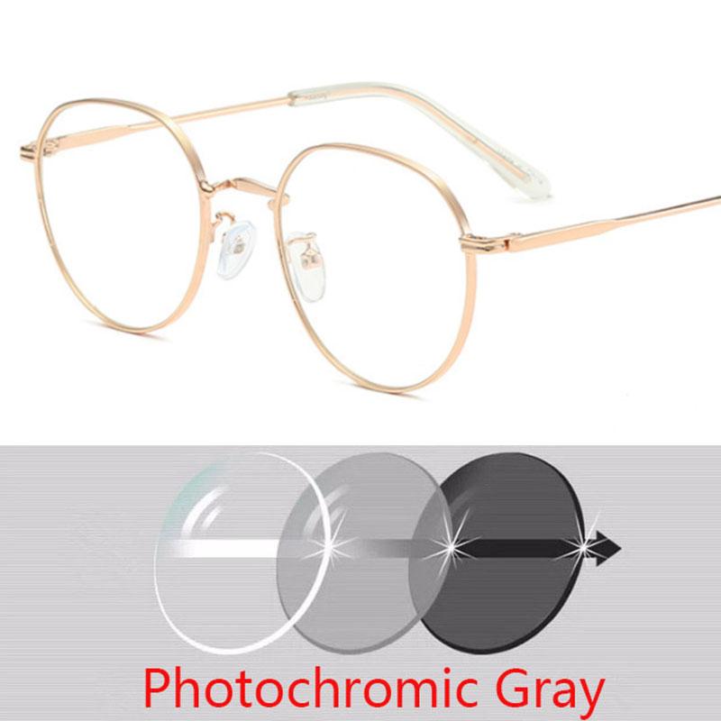 Blue Light Blocking Oval Nearsighted Eyeglasses Women Metal Round Short Sight Eyewear Prescription Spectacles 0 -0.5 -0.75 To -6