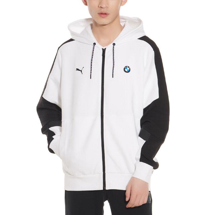 Puma Jachetă cu glugă cu mânecă lungă BMW Motorsport Colorblock Jachete pentru bărbați Negru Alb 596097-02