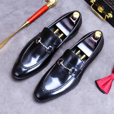 Fashion Plus Size 38-46 Black Mens Loafers Casual Business Shoes With Metal Decorated Genuine Leather Wedding Dress Shoes