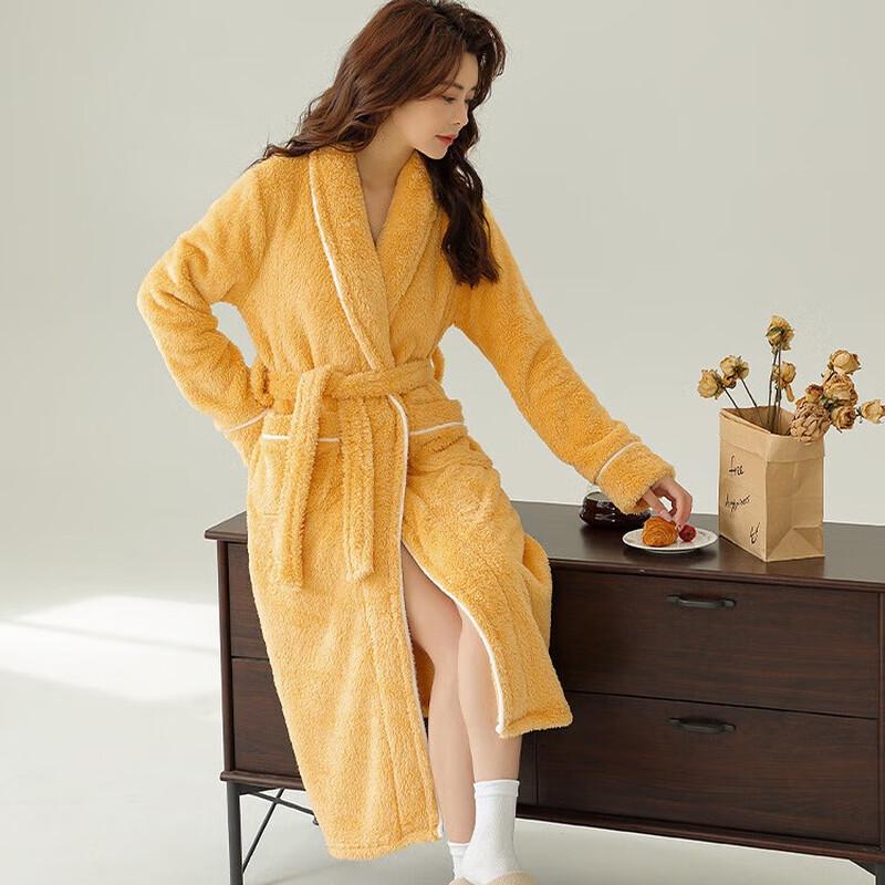 OEING Coral Fleece Winter Bathrobe