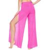Womens Lyrical Dance Pants Rhinestone Waist Shimmering Mesh Legs Built In Briefs Modern Costume
