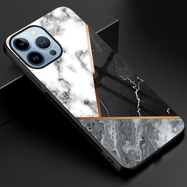

Чехол для телефона с геометрическим мрамором для Iphone 14 13 11 12 Pro Max Mini Xs Xr X, чехол из закаленного стекла для Iphone 7 8 6s Plus Se 2022 For iPhone 12