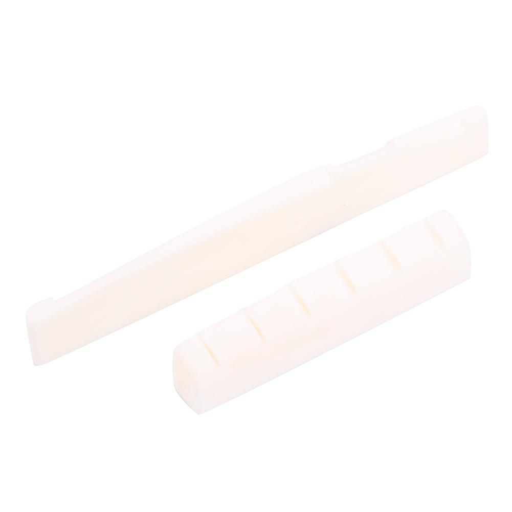 Guitar Nut Saddle Set White Pure Cow Bone Cutting for Folk Acoustic Guitar Accessories