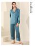 Luxurious 22 Momme Mulberry Silk Women's Pajama Set - Spring/Summer Long-Sleeve Two-Piece. Perfect for Couples.