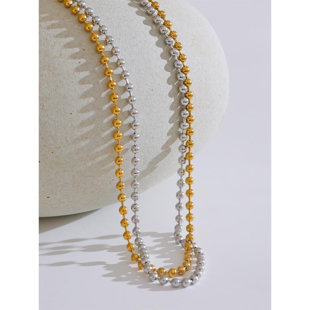 Yhpup Stainless Steel Beads Chain Adjustable Necklace Bracelet Bangle Gold Silver Color Zirconia Popular Jewellery