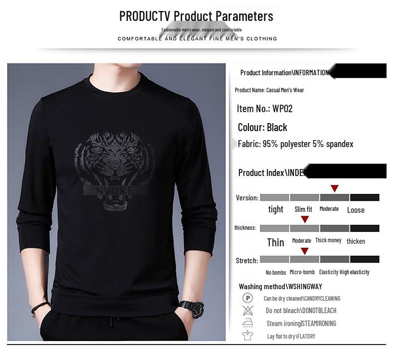 Clearance: Woodpecker Spring/Autumn Men's Long-Sleeve Round Neck Cotton T-Shirt Base Layer
