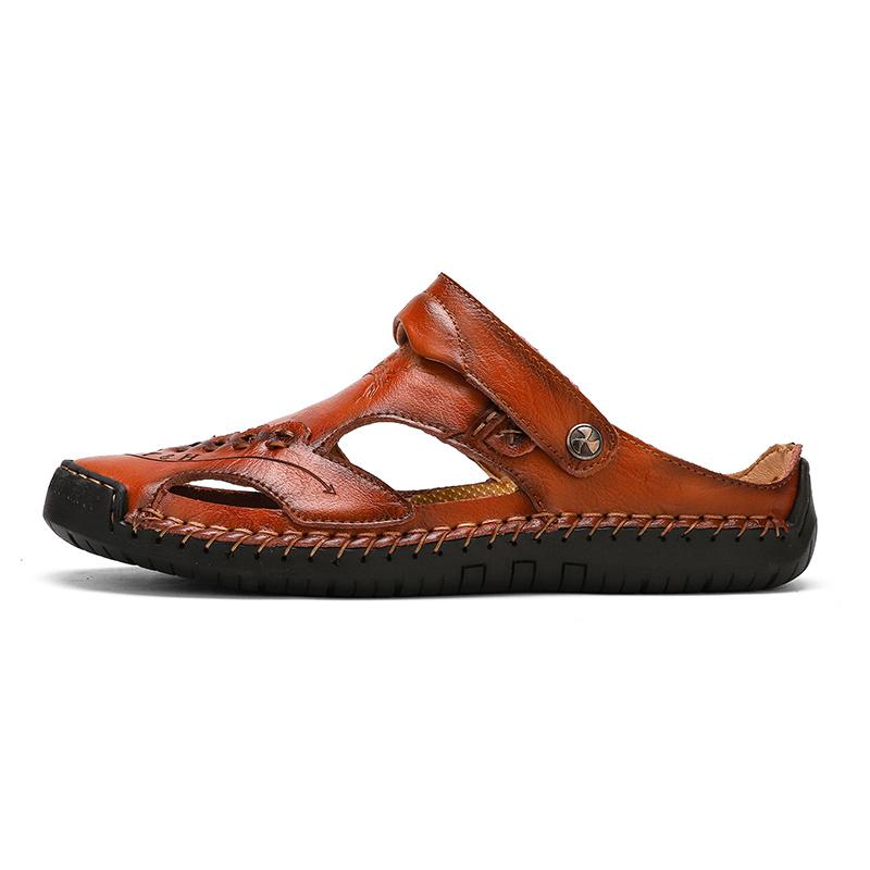 Ecoodisk Sandali Estivi Uomini In Pelle Classiche Sandali Romani