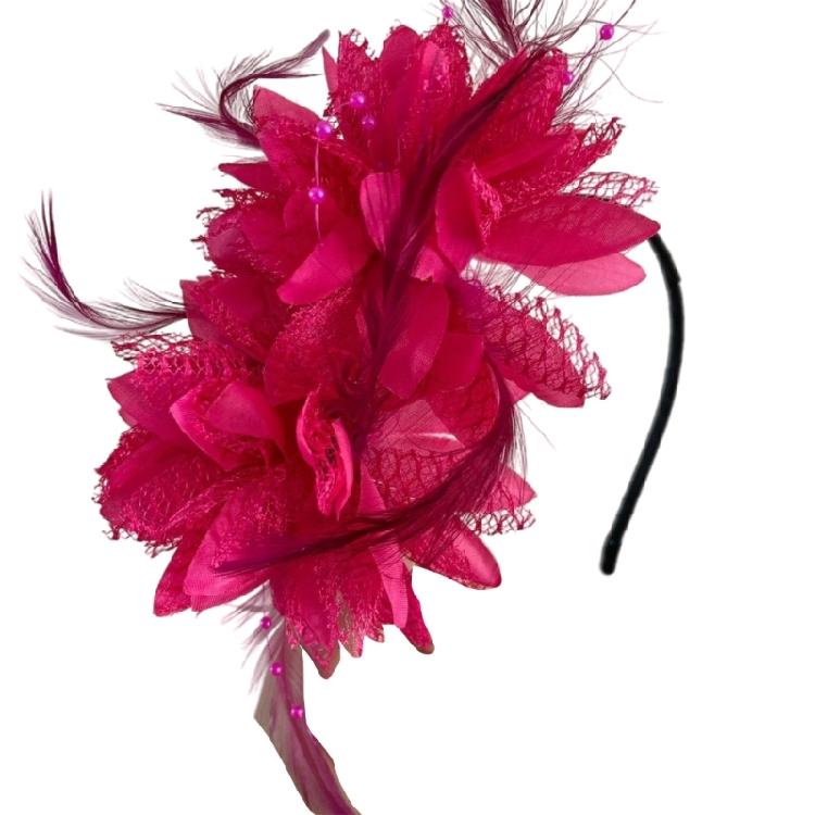 Luxurious Soft Feathered Hairpiece Flower Headwear Adjustable Headband for Halloween Festival Costume Coplay Party