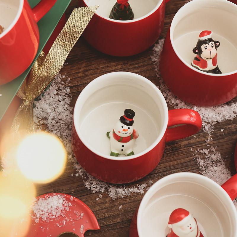 3D Snowman Christmas Mug – Ceramic Cartoon Coffee Cup for Milk or Tea