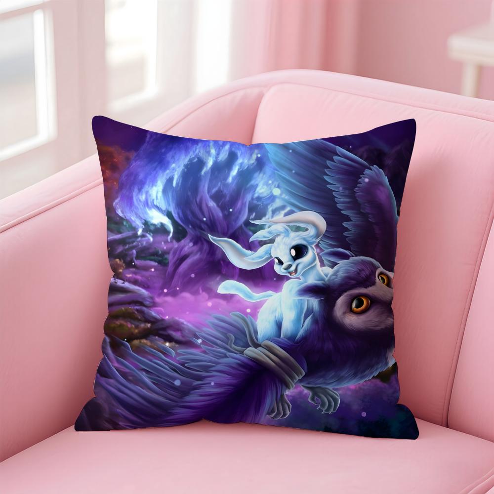 Cute Game O-Ori Cushion Cover Pillowcase Short Plush Invisible Zipper Room Sofa Cushion Cover