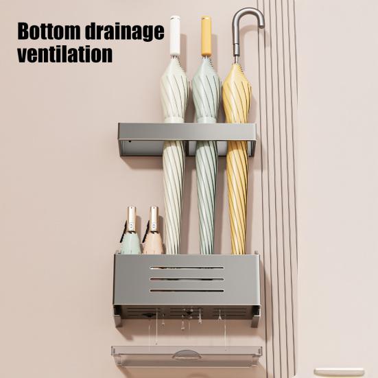 Magnetic Umbrella Holder Heavy Duty No Punching Home Office Entry Hallway Wall Mount Folding Long Umbrella Organizer Hanger Rack