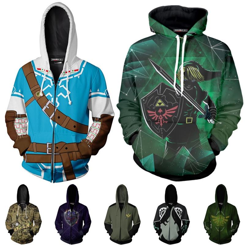 The Game Legend Of Zelda Cosplay Hoodies 3d Zip Sweatshirt Jacket Coat Pullover