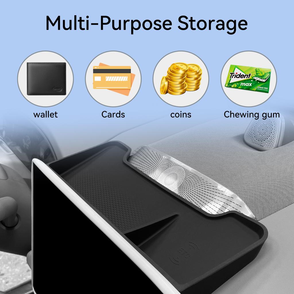 Smabee for Zeekr 7X 2024-2026 Central Control Screen Rear Storage Box Silicone Car Interior Accessories Dashboard Storage Tray