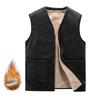 Men's Fleece-Lined Plus Size Vest Dad's Outfit Home Casual Vest Autumn Winter Warm Cold-Proof Inner Wear Casual Sleeveless Vest