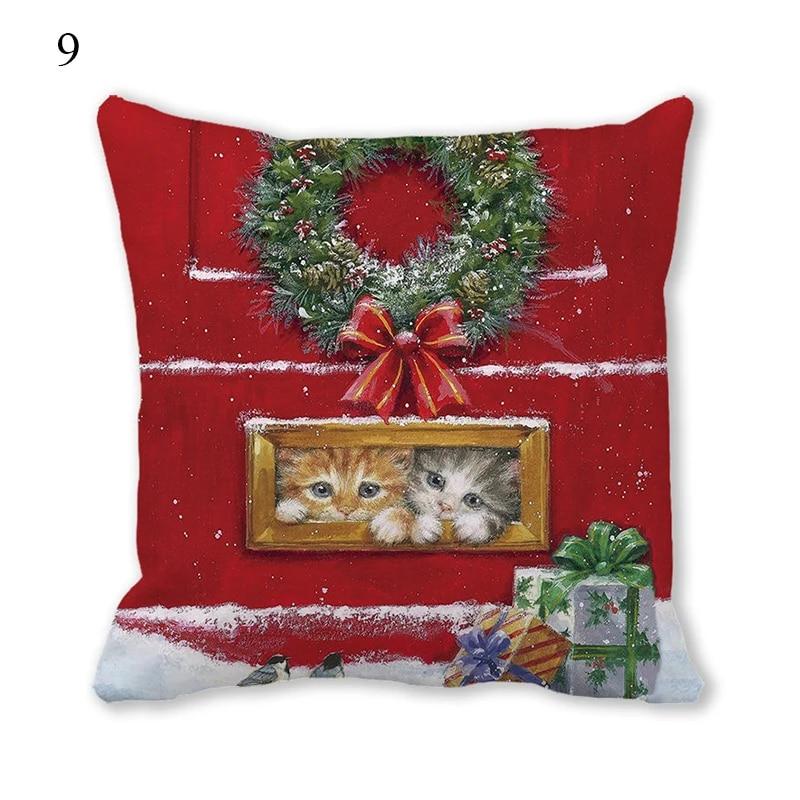 

Рождественская наволочка с изображением животного, собаки, кошки, велосипедной гирлянды, Рождественская елка, Рождественское украшение, офисный диван-кровать, наволочка для автомобиля 40x40cm