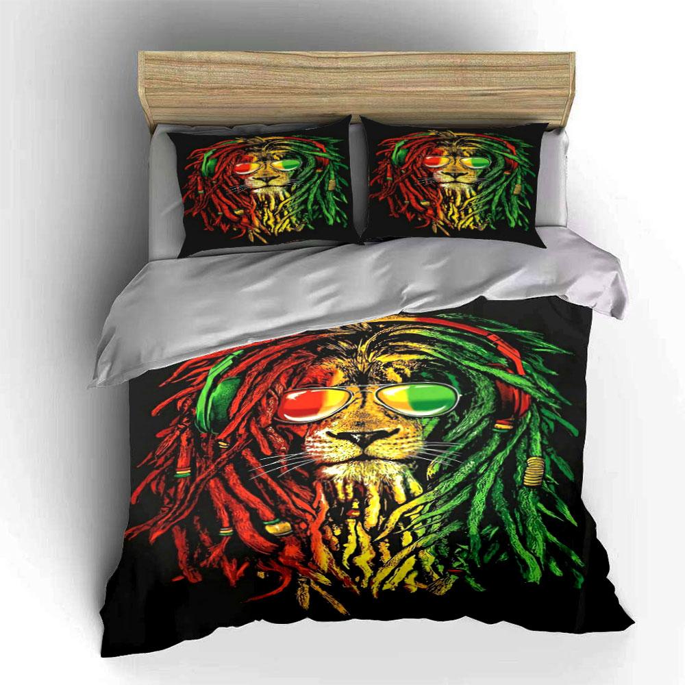 Lion with Colorful Dreadlocks. Bedding Sets Duvet Cover Sets Duvet Covers Pillowcases(1 * Duvet Cover 2 * Pillowcases Without Duvet Insert)