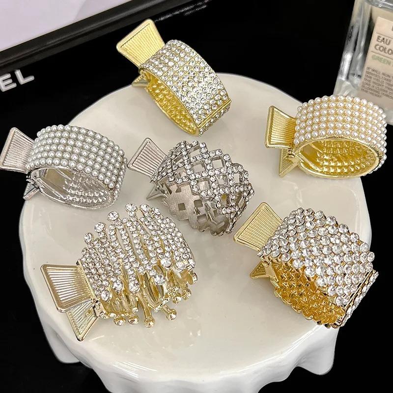 Moda Clip per Capelli in Metallo con Strass per Donne Ragazze Mini Supporto per Coda di Cavallo Alta Pinze per Capelli di Cristallo Eleganti Accessori per Acconciature da Festa