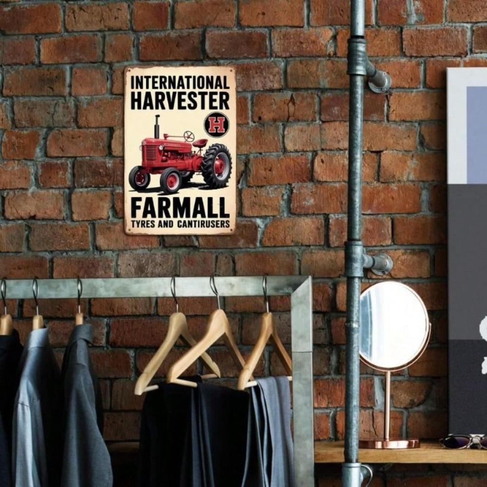Metal Poster Red Tractor Farmall Vintage Sign Retro Wall Art for Bar Garage