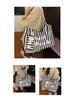 Canvas Striped Tote Bag - Women's College Style Handbag & Shoulder Bag