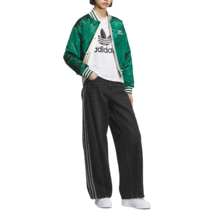 adidas Originals Comfortable Long Sleeve Baseball Collar Jacket Women Jackets Dark-Green KC5814