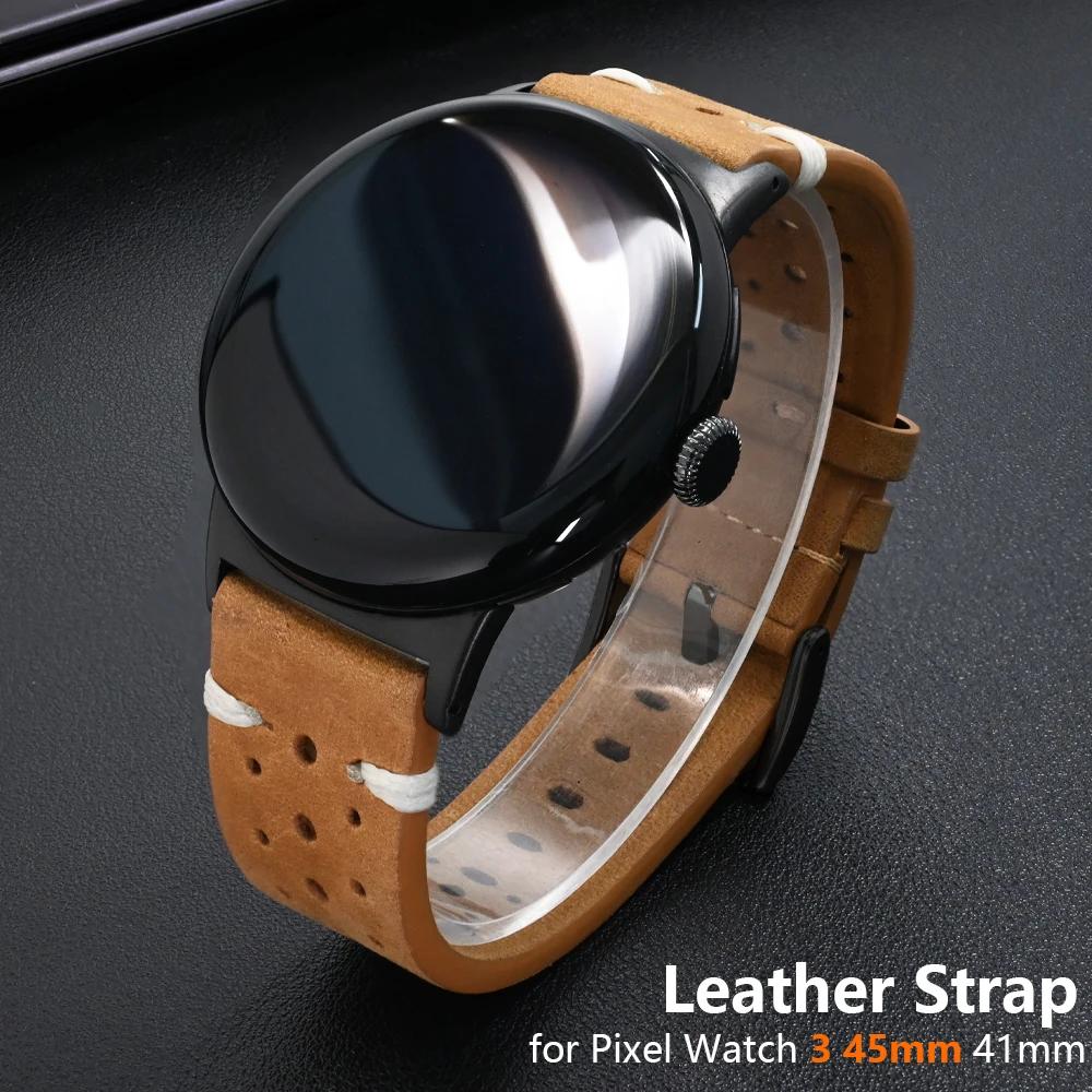 Leren Riem voor Google Pixel Watch 3 45mm Heren Polsband Vervangende Accessoires Band voor Google Pixel Watch 3 2 1 41mm Armband