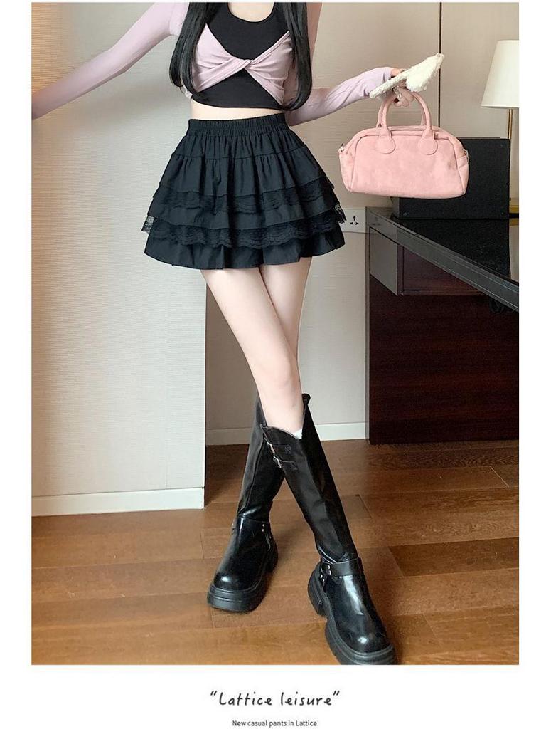 White Layered A-Line Ballet Skirt: Fluffy, Lace-Trimmed Cake Skirt for Women and Petite Girls - Ideal for Spring and Summer.