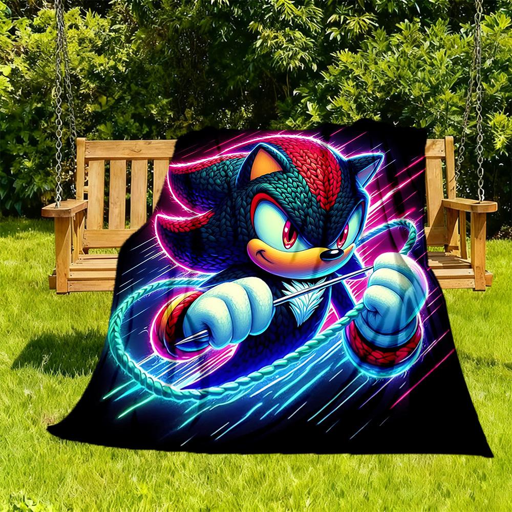 Sonic Artwork Outdoor Flannel Throw Blanket - HD Printed Lightweight Soft Warm All-Season Blanket for Sofa, Bed, Travel, Camping 1203021