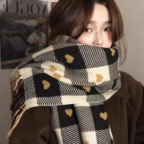 Korean Imitation Cashmere Plaid Scarf for Women - Thick, Warm, Versatile Autumn/Winter Fashion