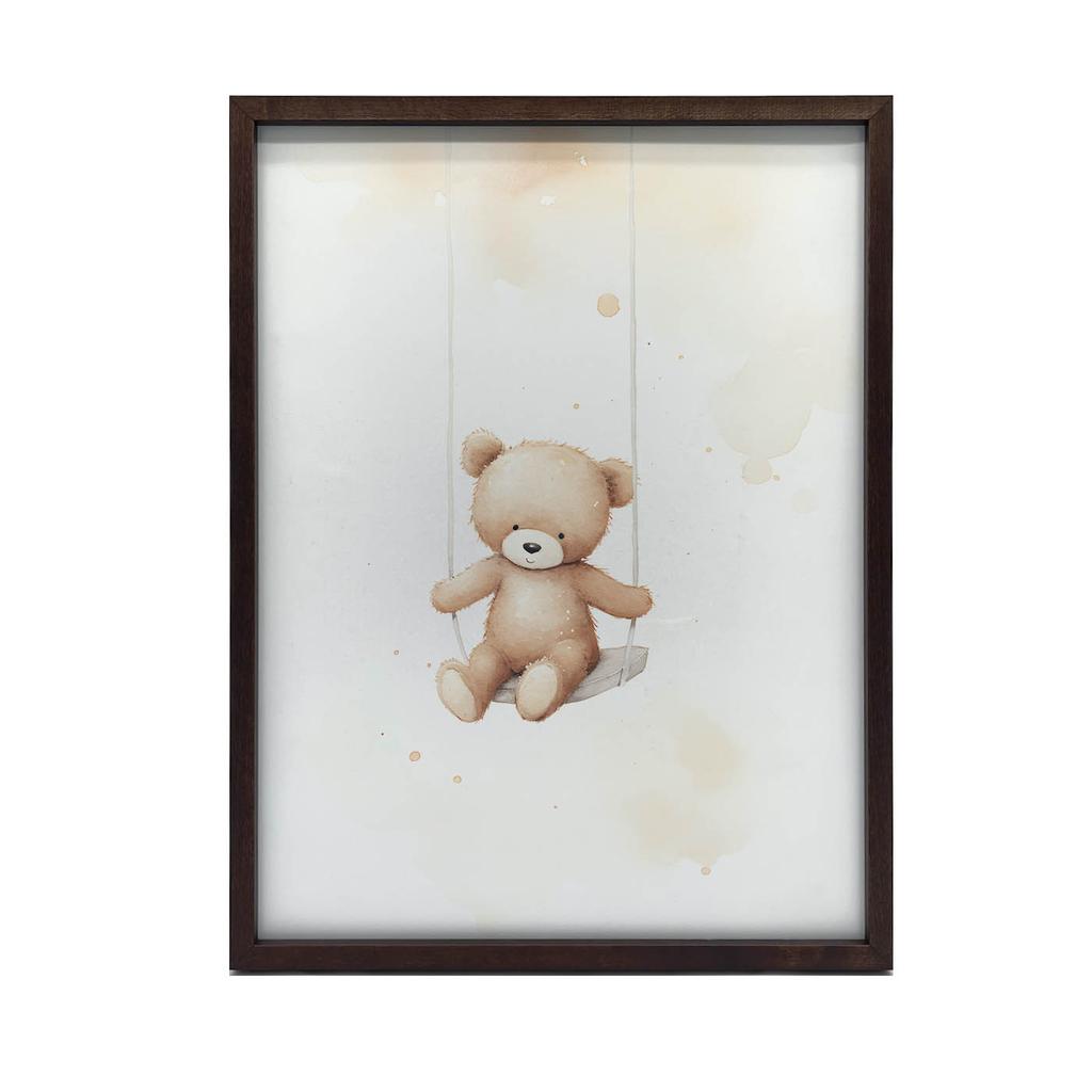 Miś Na Huśtawce Miś Na Huśtawce, 70X100 Cm, Rama Drewniana Jasny Dąb, Papier Matowy 230 Gsm