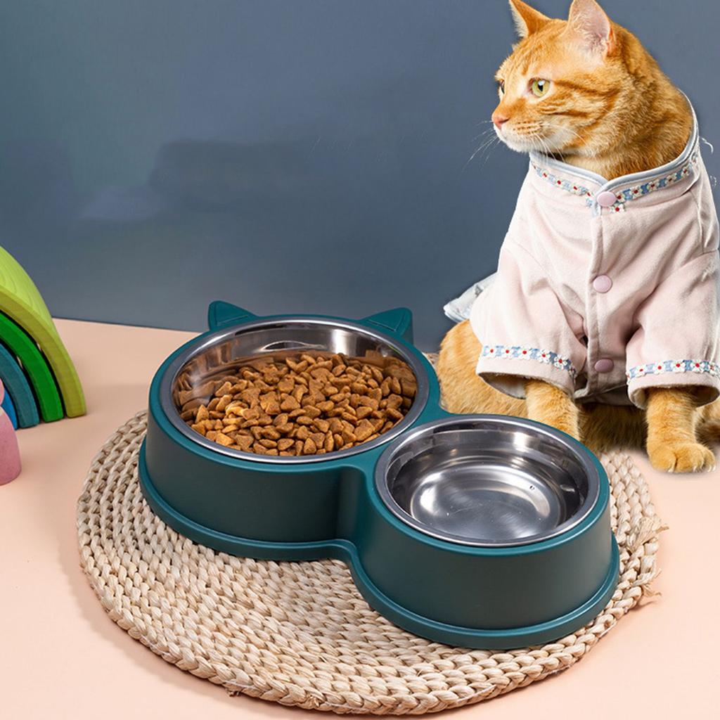 Double Dog Bowls Stainless Steel Pet Feeder Bowls Non Tipping Auto Watering Cat Water Food Bowls for Small Medium Pets