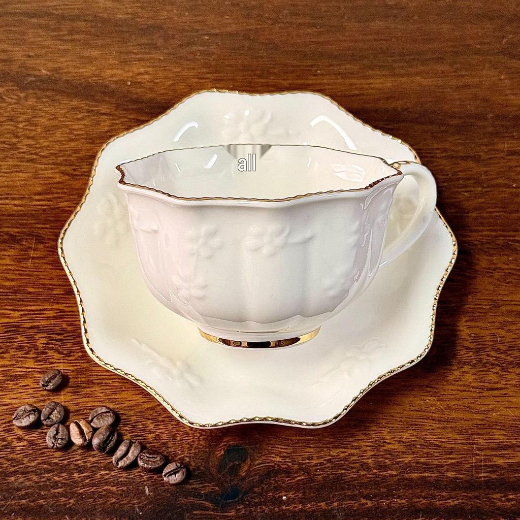 Retro European Style Ceramic Iced Americano and Latte Cup Set with Saucer
