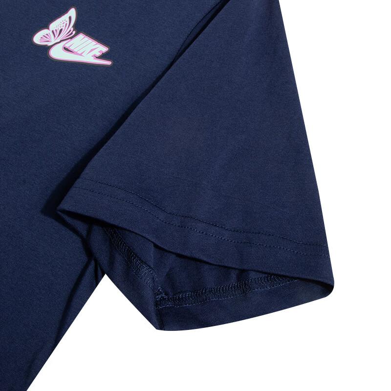 New Nike Women'ss Logo Letter Print Retro T-Shirt 'Navy Blue' FD2548-410