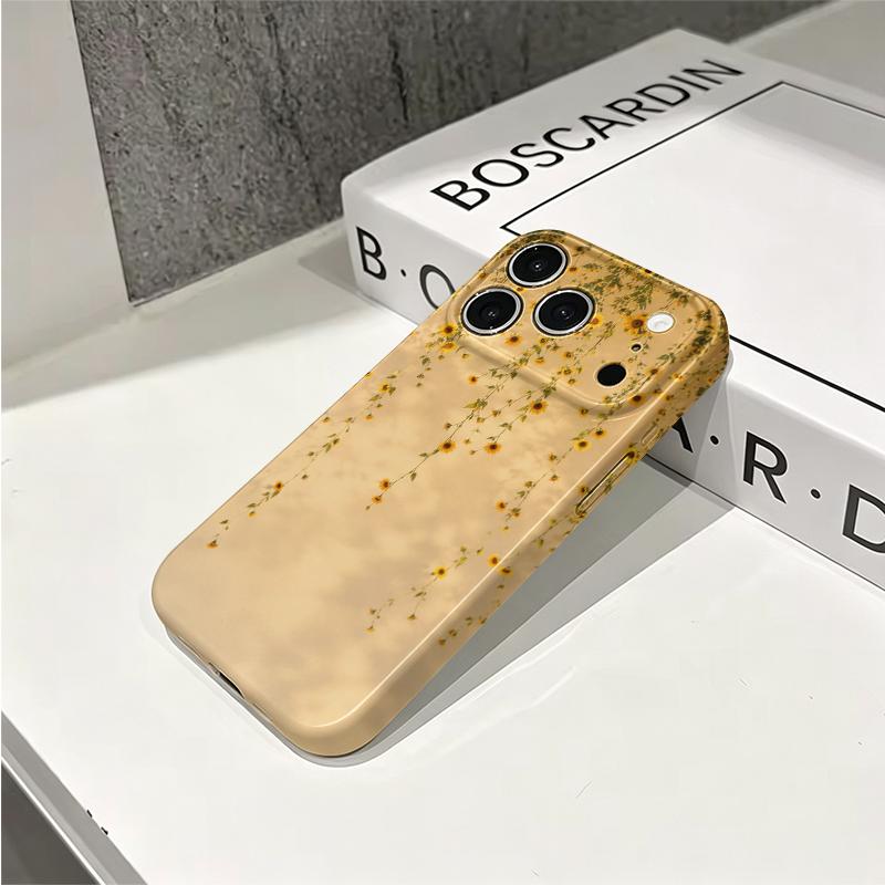 Cascading Sunflower Pattern Hanging Floral Art Graphic Film Aesthetic Protective Shockproof Bumper Phone Case Cover For iPhone 14 15 16 Pro Max Plus