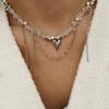 Irregular Choker Vintage Tassel Chain Heart Pendant Necklace For Women Female Natural Stone Vacation Beach Chain Gift N0550