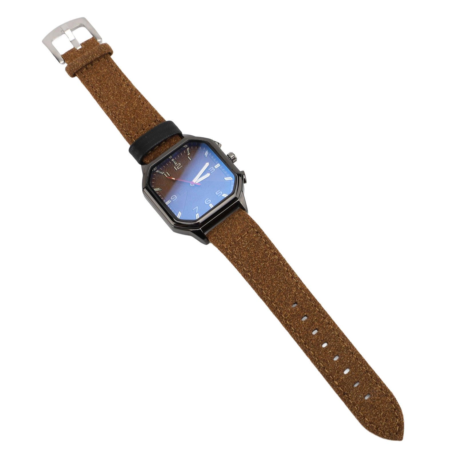 

Men Watch Quartz Movement Leather Strap Stylish Retro Wristwatch for Indoor Outdoor Activities Daily Sports Brown