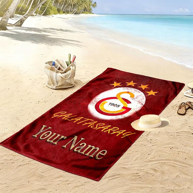 Galatasaray S Custom Name Print Beach Towel, Large Soft Quick Dry Towel for Beach Camping Swimming