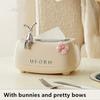 1pc Cute Rabbit Design Tissue Box Cover, Round Plastic Napkin Dispenser, Desktop Tissue Holder for Bathroom,Living Room,Bedroom Home Decor Accessories