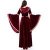 Voksne Kvinner Middelalder Retro Renessanse Palassstil Dronning Lang Maxi Kjole Kappe Halloween Cosplay Kostymer Antrekk