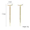 Vintage Glossy Arc Bar Long Tassel Drop Earrings for Women Gold Color Geometric Jewelry Luxury Hanging Pendientes
