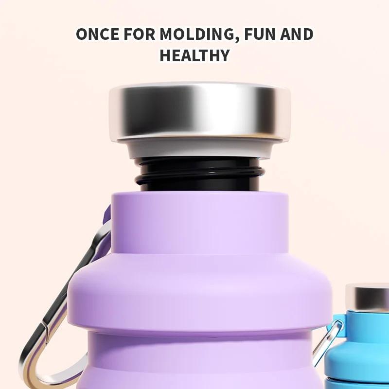 Portable Foldable Silicone Water Bottle, Collapsible Reusable Travel Drinking Cup, BPA Free Outdoor Hiking Camping Sports Water Bowl