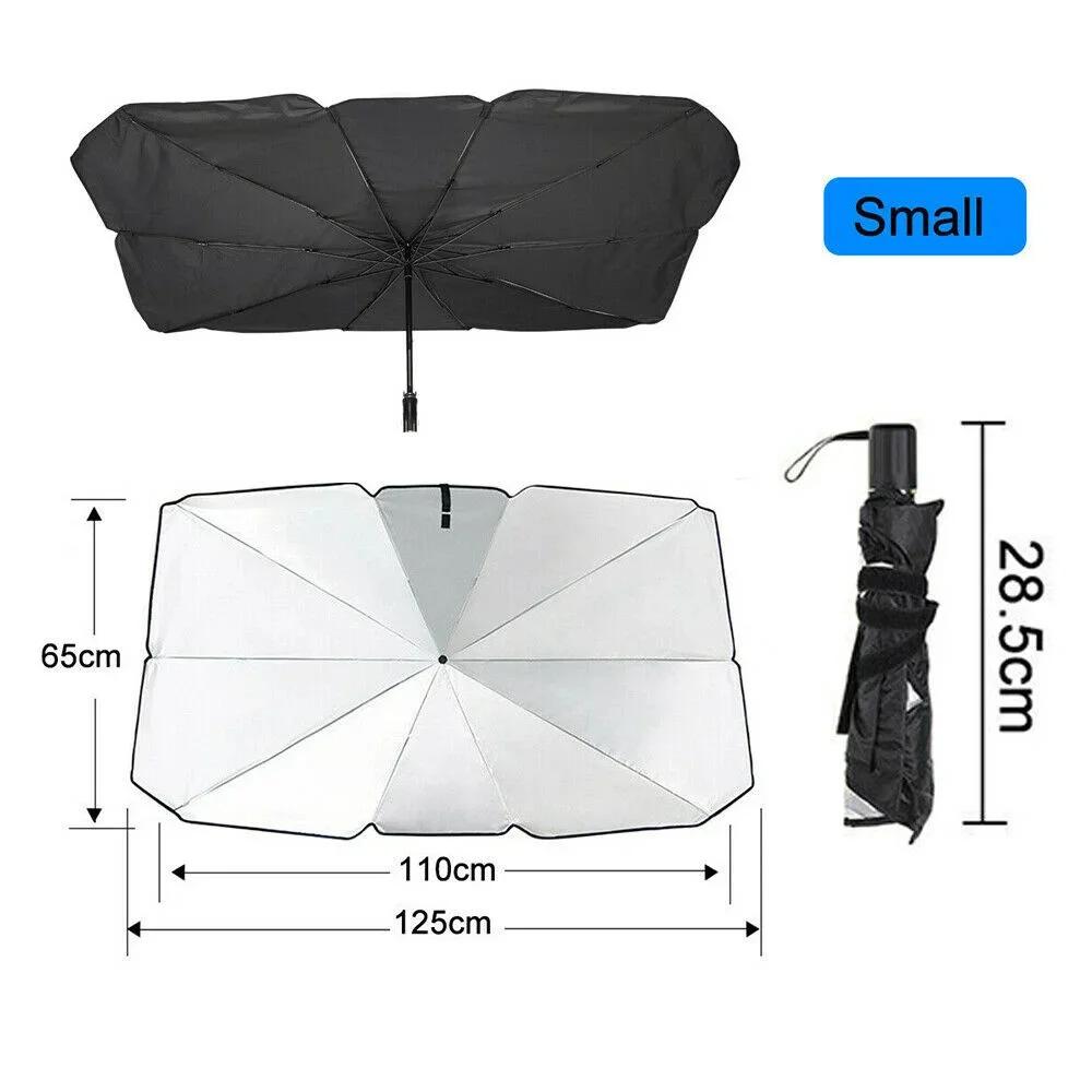 UV Resistant Sun Shade - Foldable Silver Car Windshield Visor with Adhesive Backing