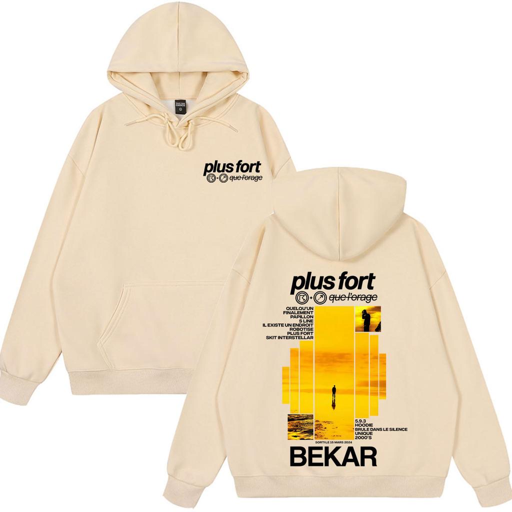 Rapper Bekar Plus Fort Album Grafik Hoodie Herren Damen Pullover Langarm Locker Lässig Übergroße Sweatshirts