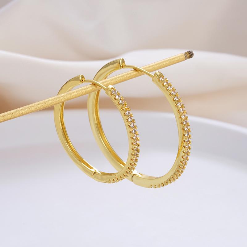 Gold & Silver Rhinestone Zirconia Hoop Earrings for Women - Luxurious, Versatile, Exaggerated Circle Design