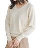 Pierrot Premium Cashmere Touch Knit Sweater for Women Solid Simple Boat Versatile Top (Long Sleeve, Color, V-Neck, Neck) - Fall/Winter (Small/V-Neck,