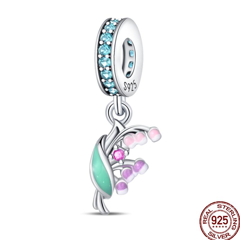 Copper Spring Flowers Butterfly Pink Moon Temperament Charm Beaded Beads Suitable For Pan Original Bracelet