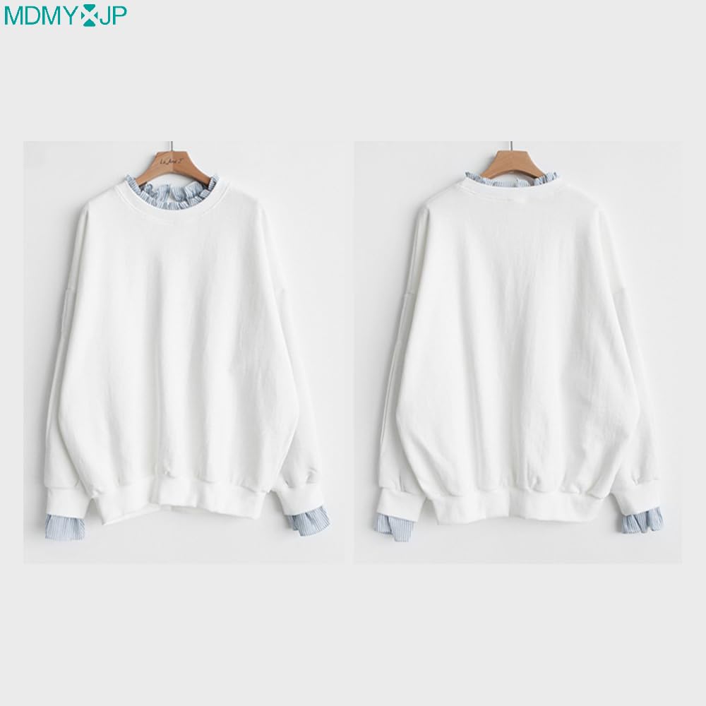 MDMYXJP Layered Long Sleeve Striped Perfect for Everyday and MD367 Women's Hoodie, Sweatshirt, Flattering, Cute, Wear, Dates, Commuting, Spring,