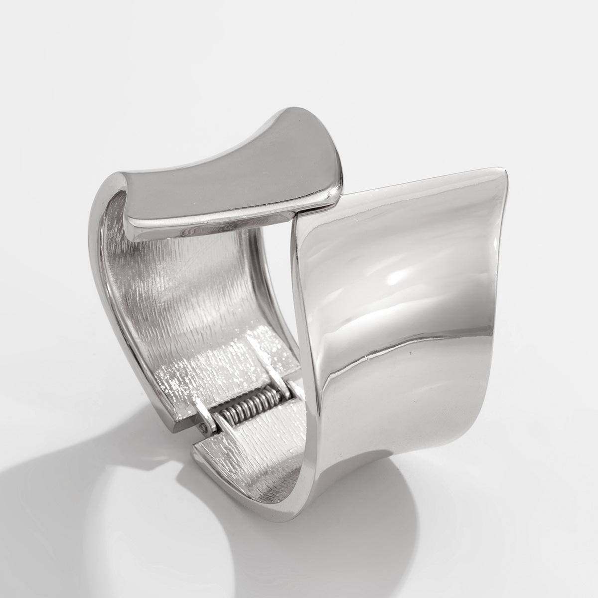 

Преувеличенные нерегулярные квадратные браслеты золото серебряный цвет гранж ювелирные изделия открывающиеся глянцевые манжеты браслеты для женщин