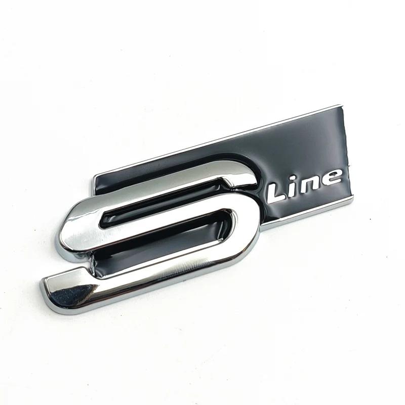 3D Big Metal Black Sline Logo S Line Emblem Car Badge For  dgrb6 A1 A3 A4 A5 A6 Q2 Q5 Q7 Q3 S3 S4 S6 TT S Line Sticker Accrssorie