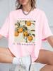 Fresh Oranges Fruits Print Short Sleeve TShirts Womens Summer Cotton Tee Shirts Loose ONeck Soft Tops Casual Womans Clothes