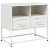 VidaXL Meuble TV blanc 68x39x60,5 cm acier, support TV, buffet TV, armoire hifi, banc TV, armoire en métal, meuble 846553